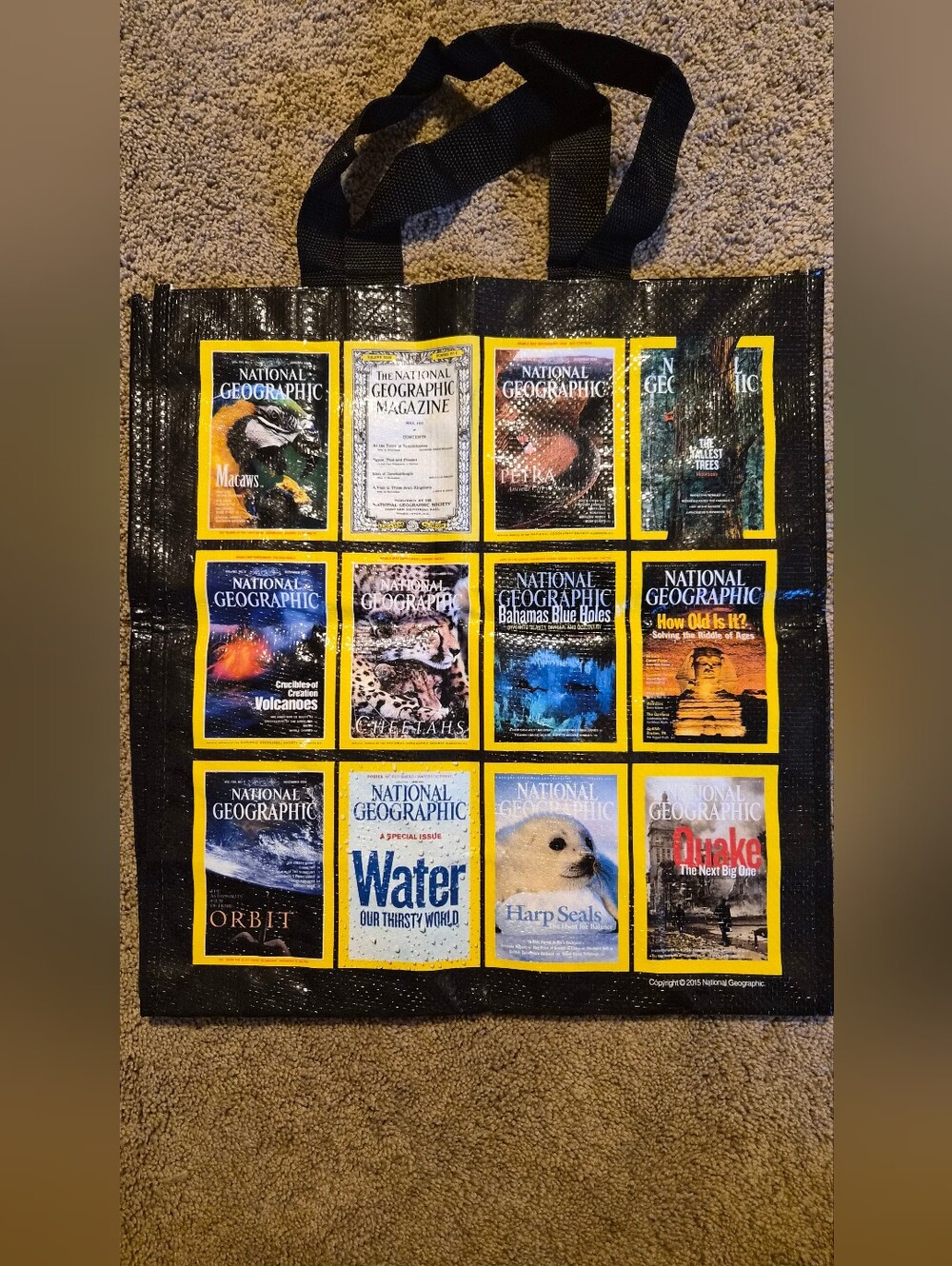 National Geographic Vintage Magazine Cover Collage Reusable Tote Bag - Excellent